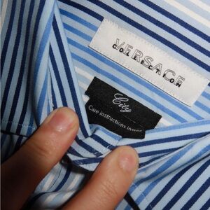 Versace Men's Shirt with Blue and White Stripes